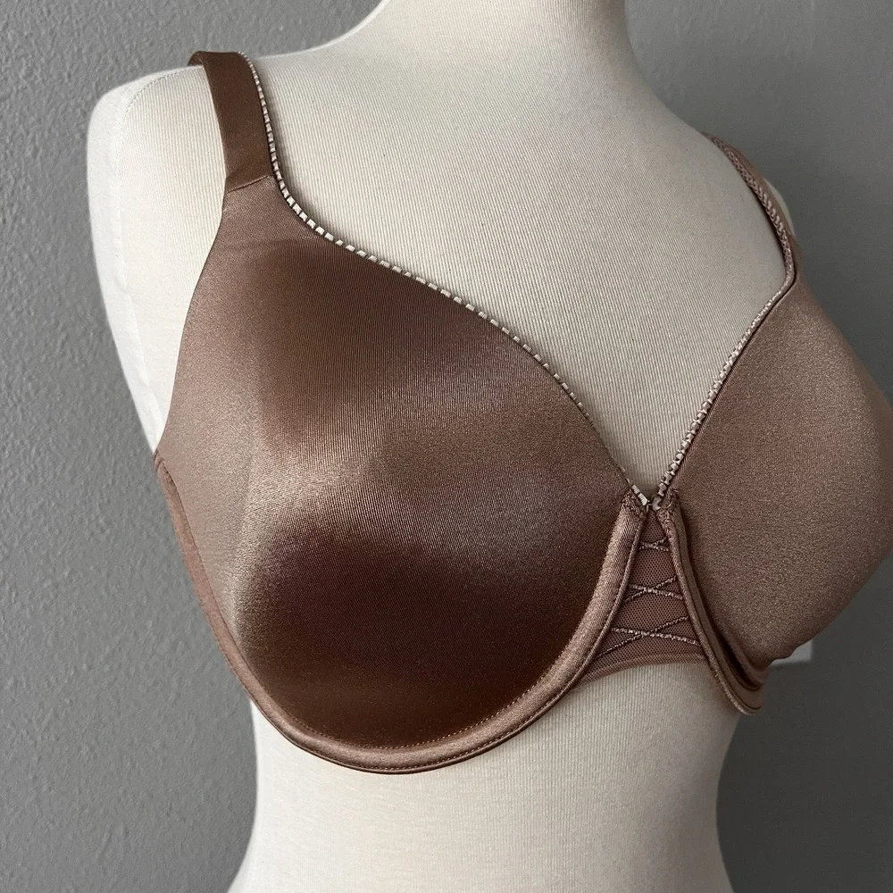 Olga 35161 Pretty Smooth Underwire Lined Full Coverage Bra Women Brown Bra 36 DD